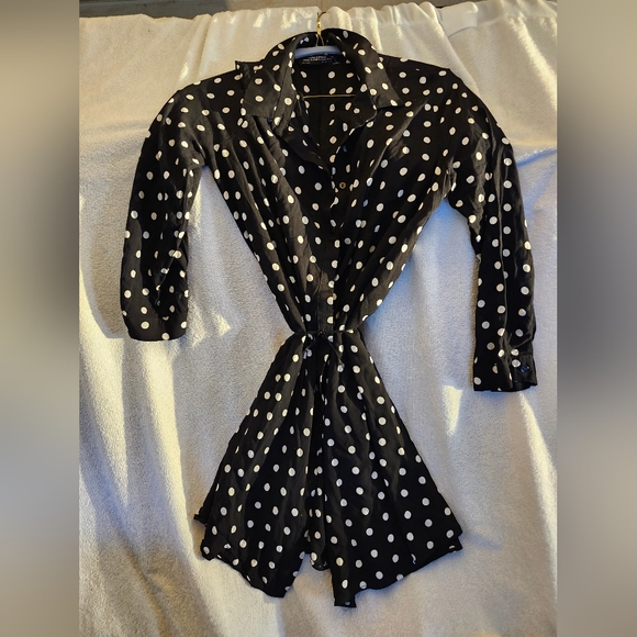 NWOT Zara Polkadot Shirt Style Dress - Picture 2 of 6
